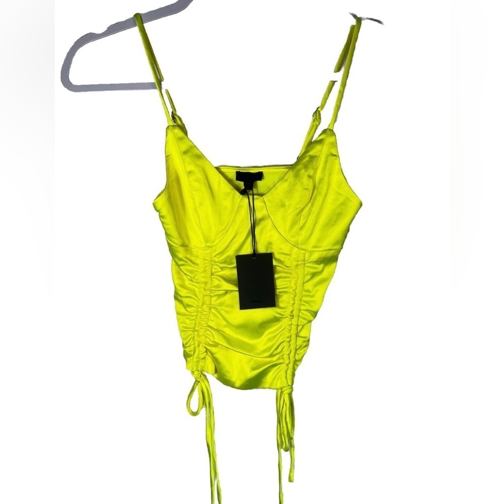 NWT NBD Neon Yellow/Green Corset Style Cropped Tank Size XXS